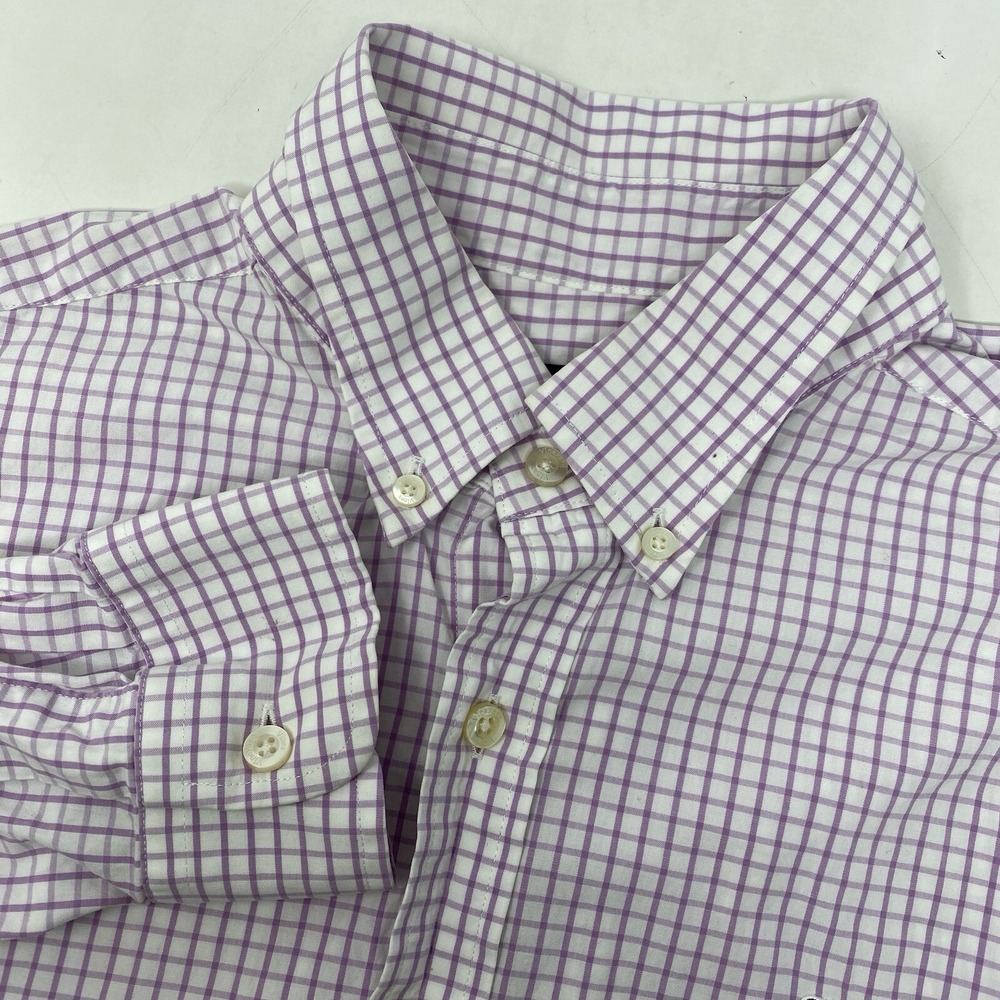 Vineyard Vines Button Down Mens Medium Purple Tattersall Slim Fit Whale Shirt